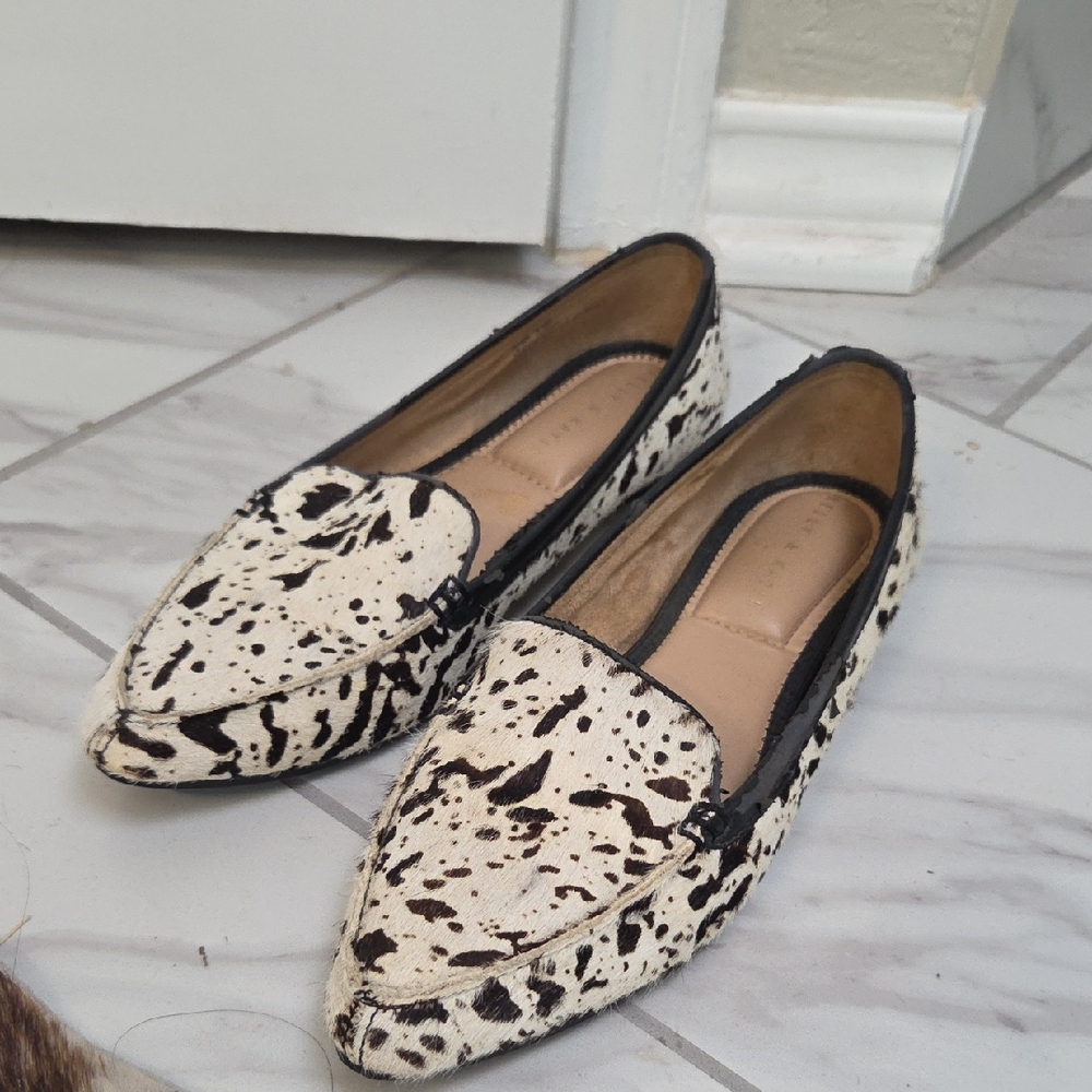 FINAL PRICE Kelly & Katie Cream and Black Calf Hair Flats